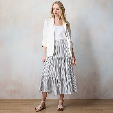 Petite LC Lauren Conrad Three Tiered Midi Skirt