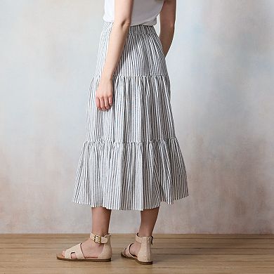 Petite LC Lauren Conrad Three Tiered Midi Skirt