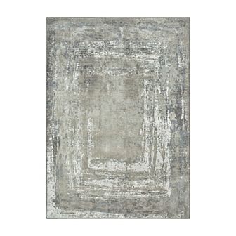 My Magic Carpet Amaya Bordered Abstract Greige Rug