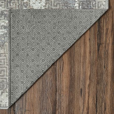 My Magic Carpet Amaya Bordered Abstract Greige Rug