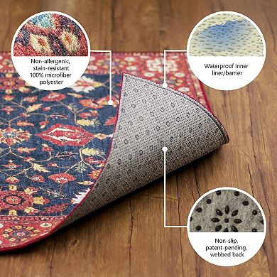 My Magic Carpet Amaya Bordered Abstract Greige Rug