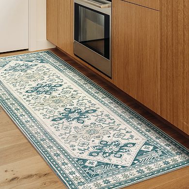 My Magic Carpet Saraz Teal Washable Rug