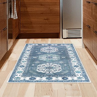 My Magic Carpet Shary Blue Washable Rug