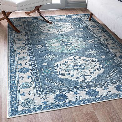 My Magic Carpet Shary Blue Washable Rug