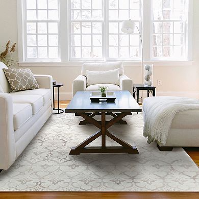 My Magic Carpet Leilani Damask Ivory Rug