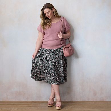 Plus Size LC Lauren Conrad Godet Midi Skirt