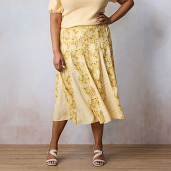 Plus Size LC Lauren Conrad Godet Midi Skirt