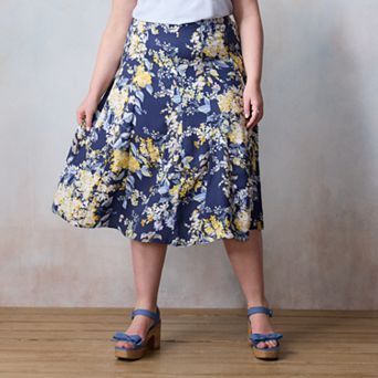 Plus Size LC Lauren Conrad Godet Midi Skirt
