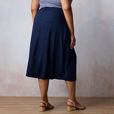 Plus Size LC Lauren Conrad Button-Front Midi Skirt