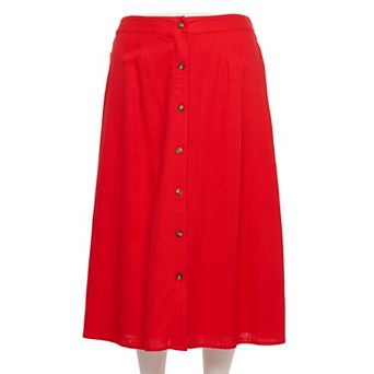 Plus Size LC Lauren Conrad Button-Front Midi Skirt