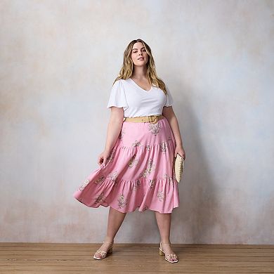 Plus Size LC Lauren Conrad Three Tier Midi Skirt