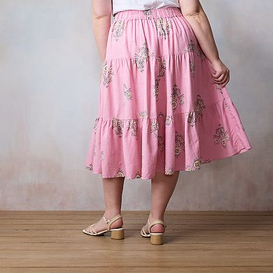 Plus Size LC Lauren Conrad Three Tier Midi Skirt