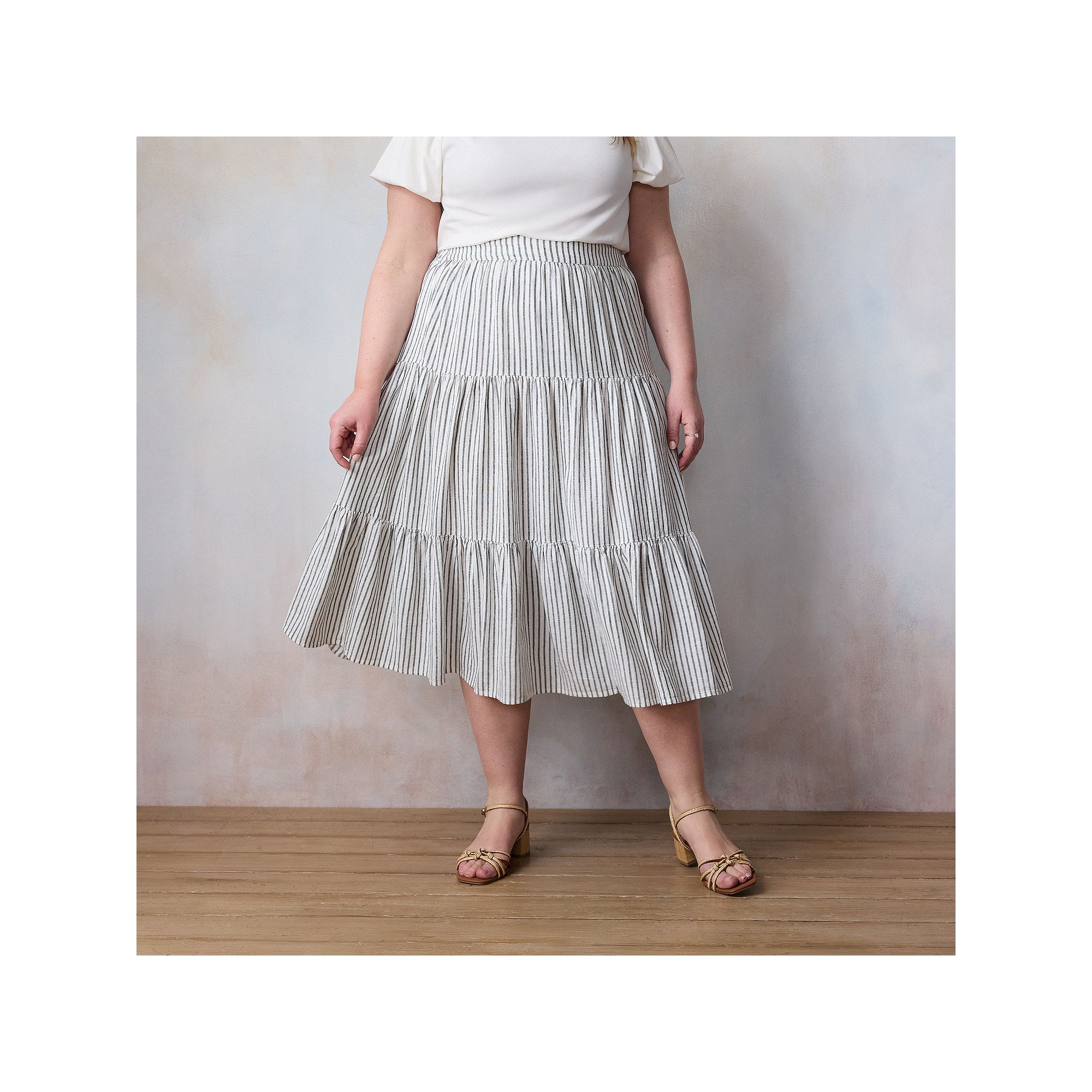 Plus Size LC Lauren Conrad Three Tier Midi Skirt, Womens, Size: 1XL, Aspen