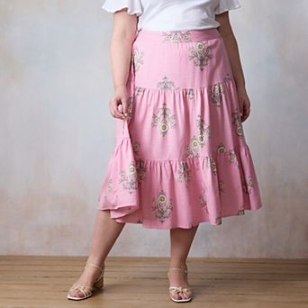 Plus Size LC Lauren Conrad Three Tier Midi Skirt