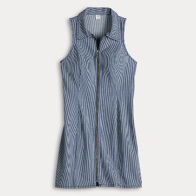 Juniors' Love, Fire Racer Zip-Front Mini Dress