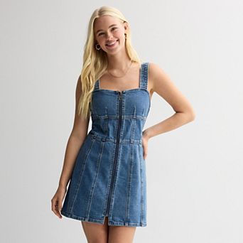 Juniors' Love, Fire Racer Zip-Front Mini Dress