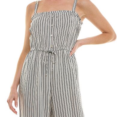 Juniors' Lily Rose Squareneck Cropped Linen Jumpsuit