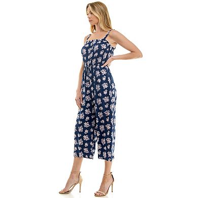 Juniors' Lily Rose Square Neck Cropped Pants Jumpsuit