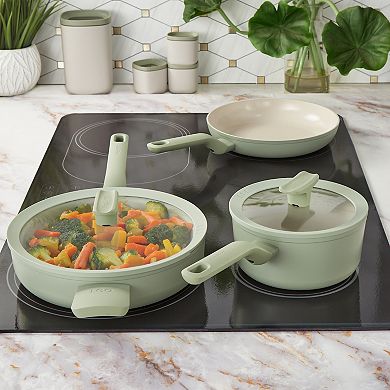 BergHOFF Balance Nonstick Ceramic Long Handle Sauté Pan with Glass Lid
