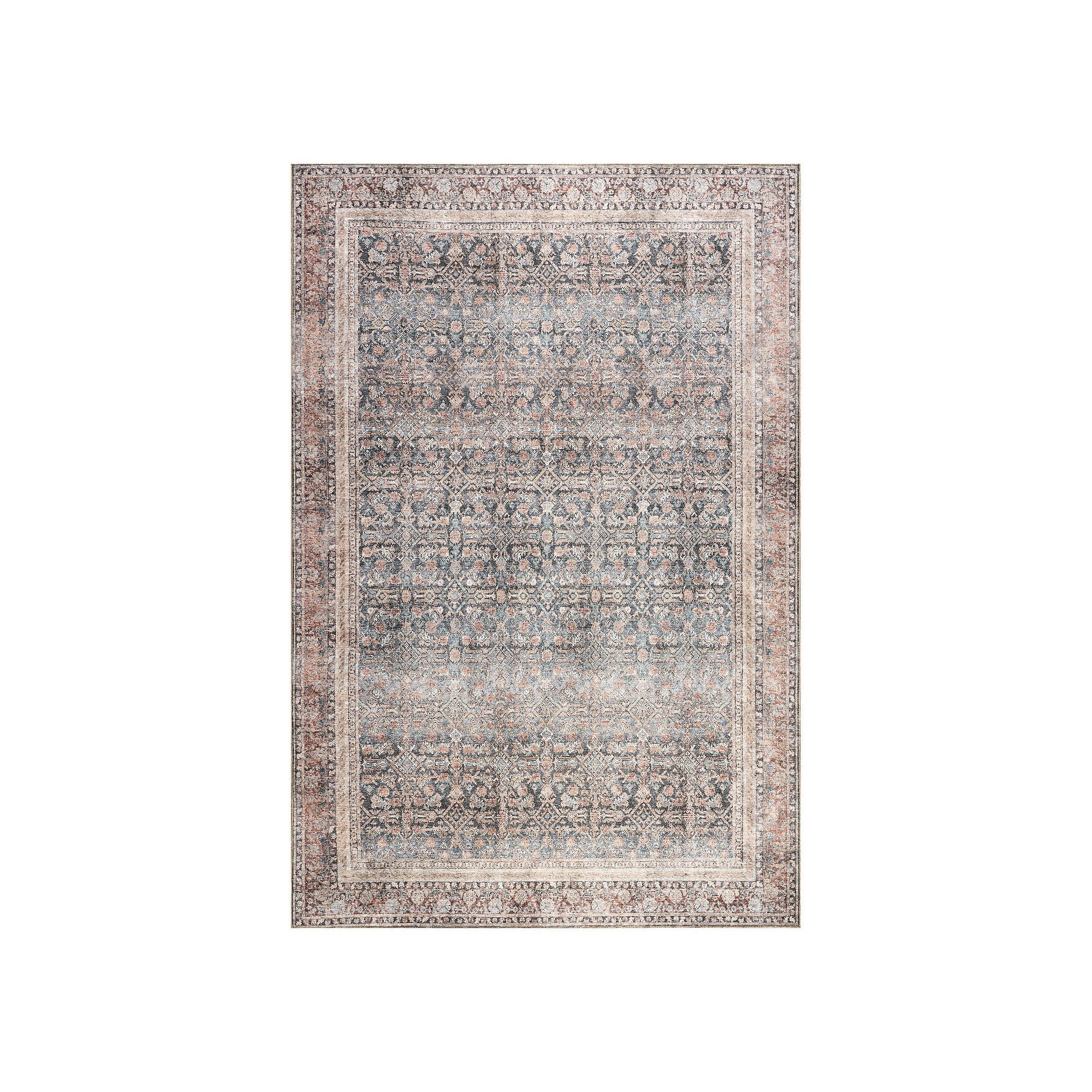 nuLOOM Hillstone Collection Traditional Vintage Medallion Area Rug, Blue