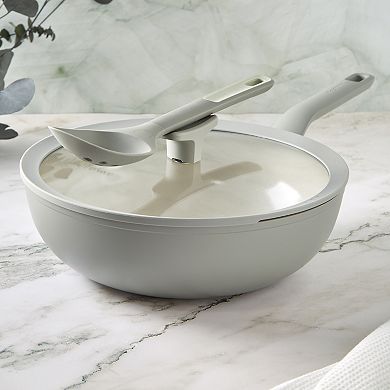 BergHOFF Balance 11" 4.4 qt. Recycled Aluminum Nonstick Ceramic Wok Pan with Glass Lid