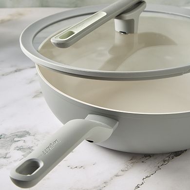 BergHOFF Balance 11" 4.4 qt. Recycled Aluminum Nonstick Ceramic Wok Pan with Glass Lid