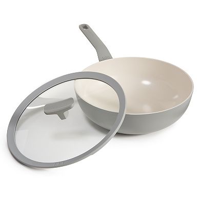 BergHOFF Balance 11" 4.4 qt. Recycled Aluminum Nonstick Ceramic Wok Pan with Glass Lid