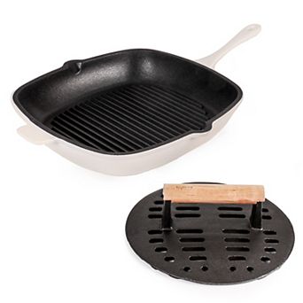 BergHOFF 2 pc Neo Cast Iron 11 in Grill Pan with Slotted Steak Press Set