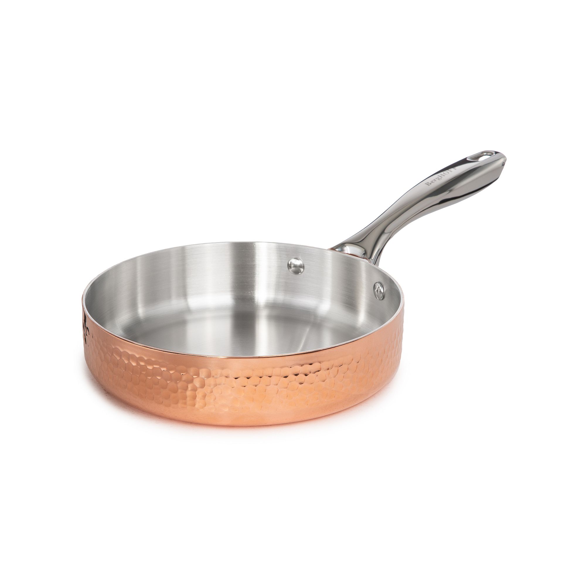 BergHOFF Vintage Tri-Ply Copper 9.5 Hammered Deep Skillet, Beige Khaki