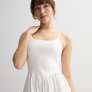 Juniors' madden girl Square Neck V-Point Waist Midi Dress
