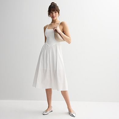 Juniors' madden girl Square Neck V-Point Waist Midi Dress