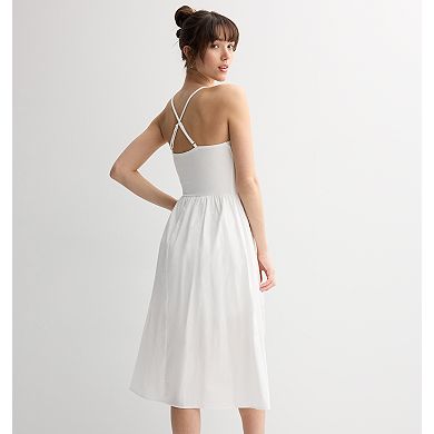 Juniors' madden girl Square Neck V-Point Waist Midi Dress