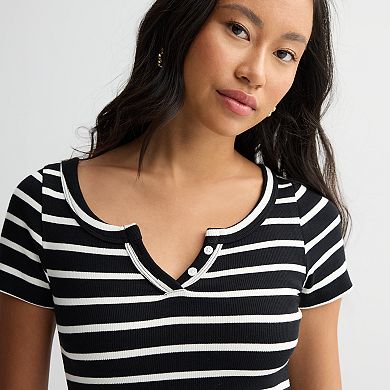 Juniors' SO® Short Sleeve Henley Mini Dress