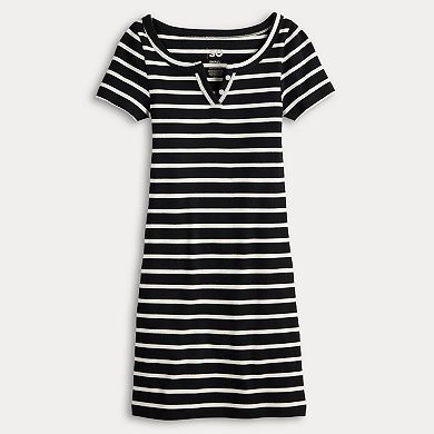 Juniors' SO® Short Sleeve Henley Mini Dress
