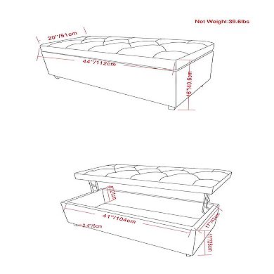 Simpli Home Hamilton Lift Top Rectangular Storage Ottoman