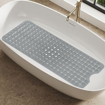 Lux Decor Collection Non Slip Bathtub Mat 40x16 Extra Large Bath Mat with Suction Cups & Drain Holes