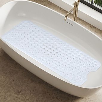 Lux Decor Collection Non Slip Bathtub Mat 40x16 Extra Large Bath Mat with Suction Cups & Drain Holes