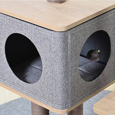 Petpals Minimalistic Wooden Cat Tree - 42"h, 4 Level, Medium, Elevate