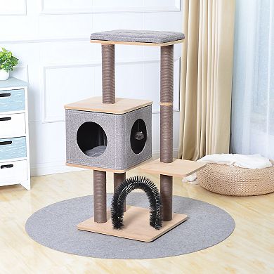 Petpals Minimalistic Wooden Cat Tree - 42"h, 4 Level, Medium, Elevate