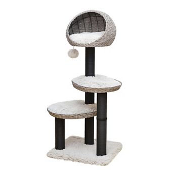 Petpals Sustainable Handwoven Cat Tree - 50"h, 4 Level, Medium, Tundra