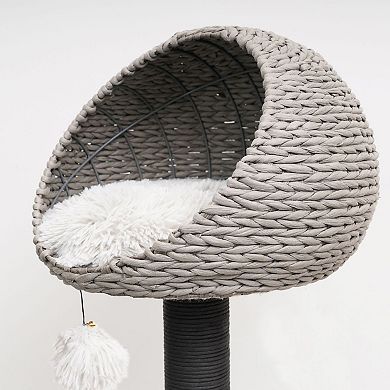 Petpals Sustainable Handwoven Cat Tree - 50"h, 4 Level, Medium, Tundra