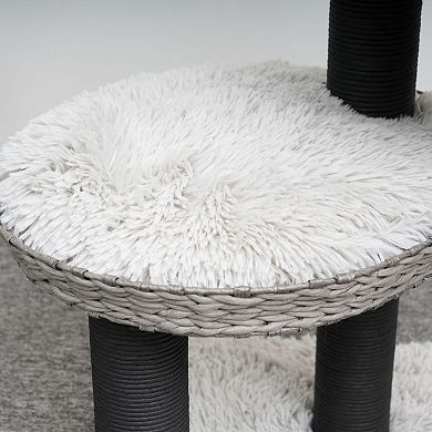 Petpals Sustainable Handwoven Cat Tree - 50"h, 4 Level, Medium, Tundra