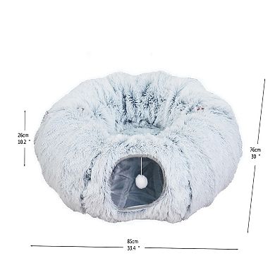 Petpals Faux Fur Customizable Cat Tunnel - 10"h, Diy, Medium, Khione