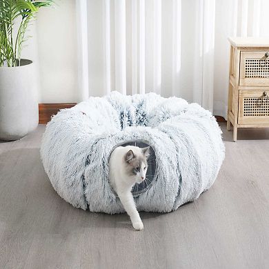 Petpals Faux Fur Customizable Cat Tunnel - 10"h, Diy, Medium, Khione