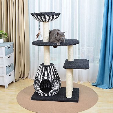 Petpals Sustainable Handwoven Cat Tree - 49"h, 4 Level, Medium, Ace