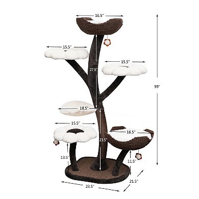Catry Cat Tree - 6 Levels With Flower Perches (blossom)