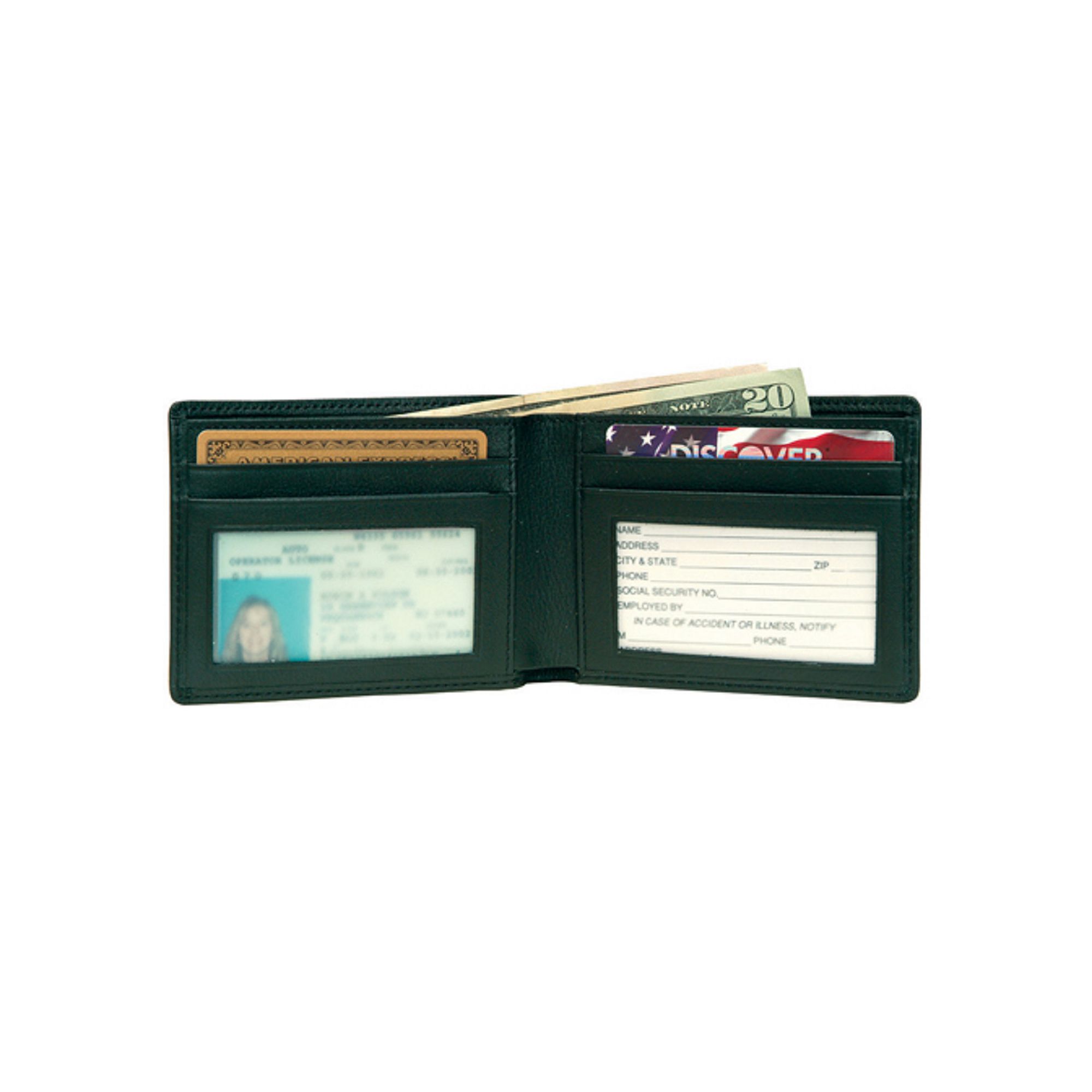 Royce Leather Flat Fold Wallet, Black