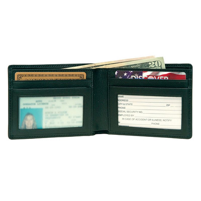 Royce Leather Flat Fold Wallet, Black