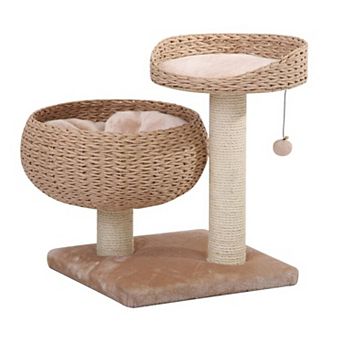 Petpals Sustainable Handwoven Cat Tree - 23"h, 2 Level, Medium, Cozy