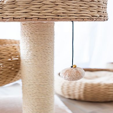 Petpals Sustainable Handwoven Cat Tree - 23"h, 2 Level, Medium, Cozy